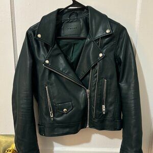 Blank NYC Faux Leather Cropped Moto Jacket, XS